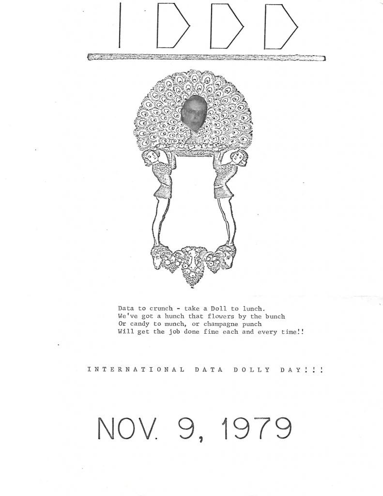 A poster announcing International Data Dolly Day in 1979.