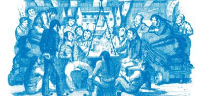 Sailors gathering around below deck