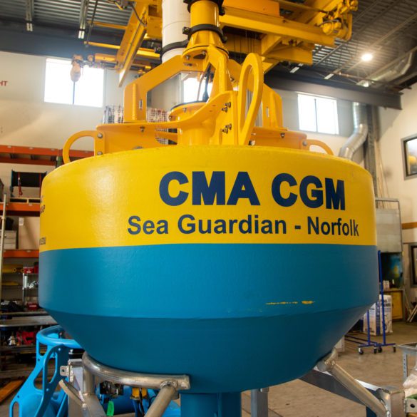 WHOI and CMA CGM have deployed "Sea Guardian" near Norfolk, Virginia. The new buoys aims to aid in the protection and monitoring of North Atlantic right whales. © Woods Hole Oceanographic Institution 