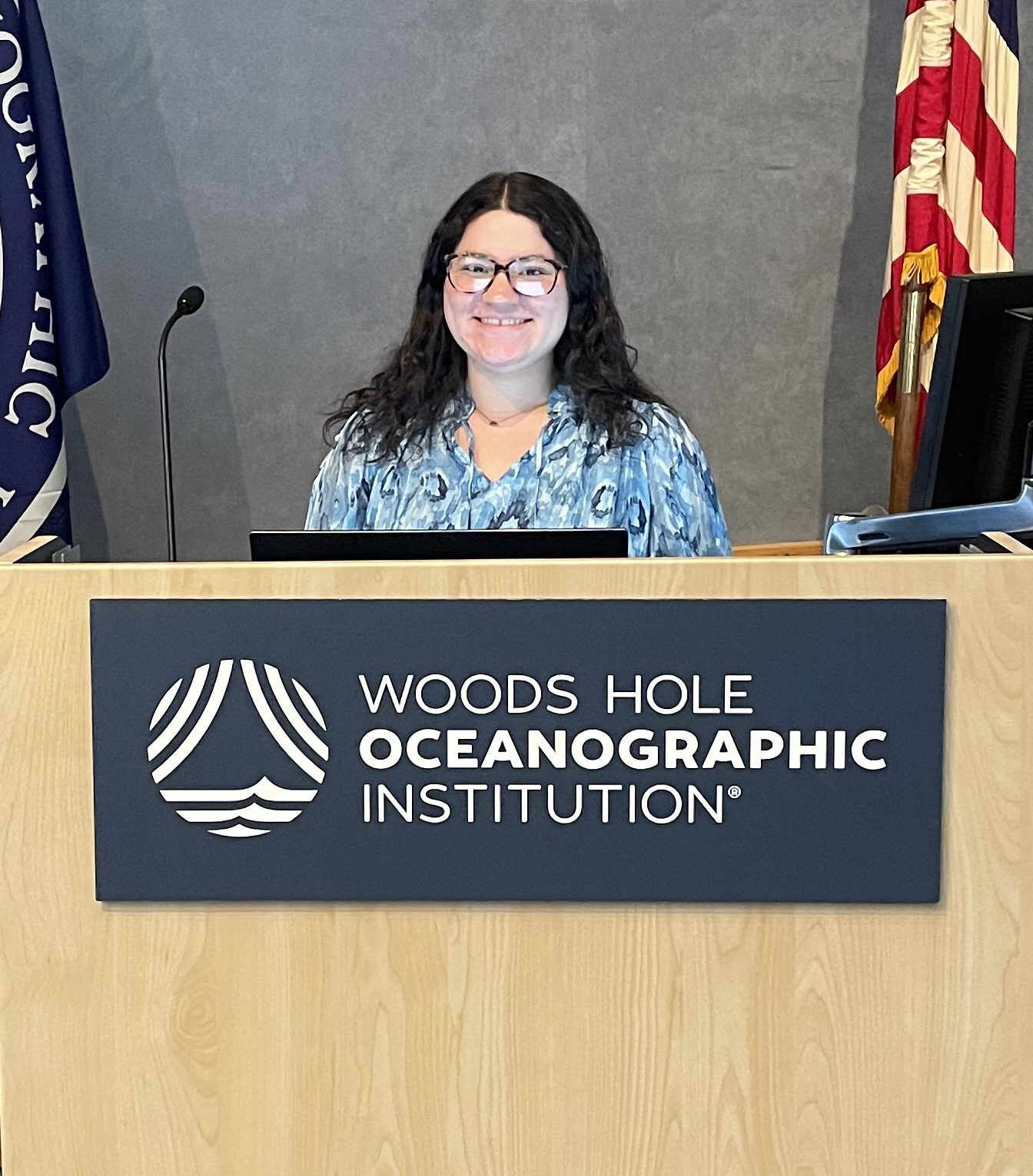 Andrea Belvis-Aquino, a 2023 WHOI Summer Student Fellow from the University of Puerto Rico at Mayagüez. (Photo by Catherine Zhang)