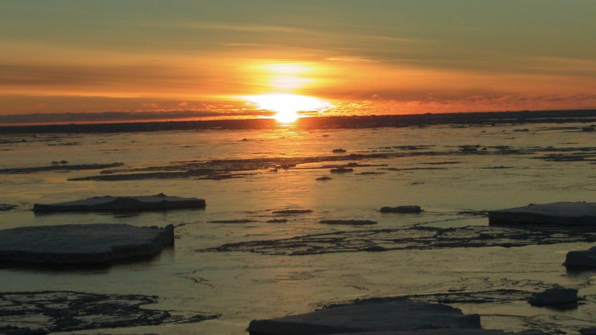 An icy sunset