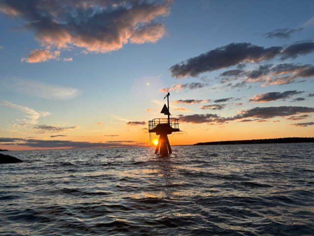 sunset behind osprey nest Megansett Harbor