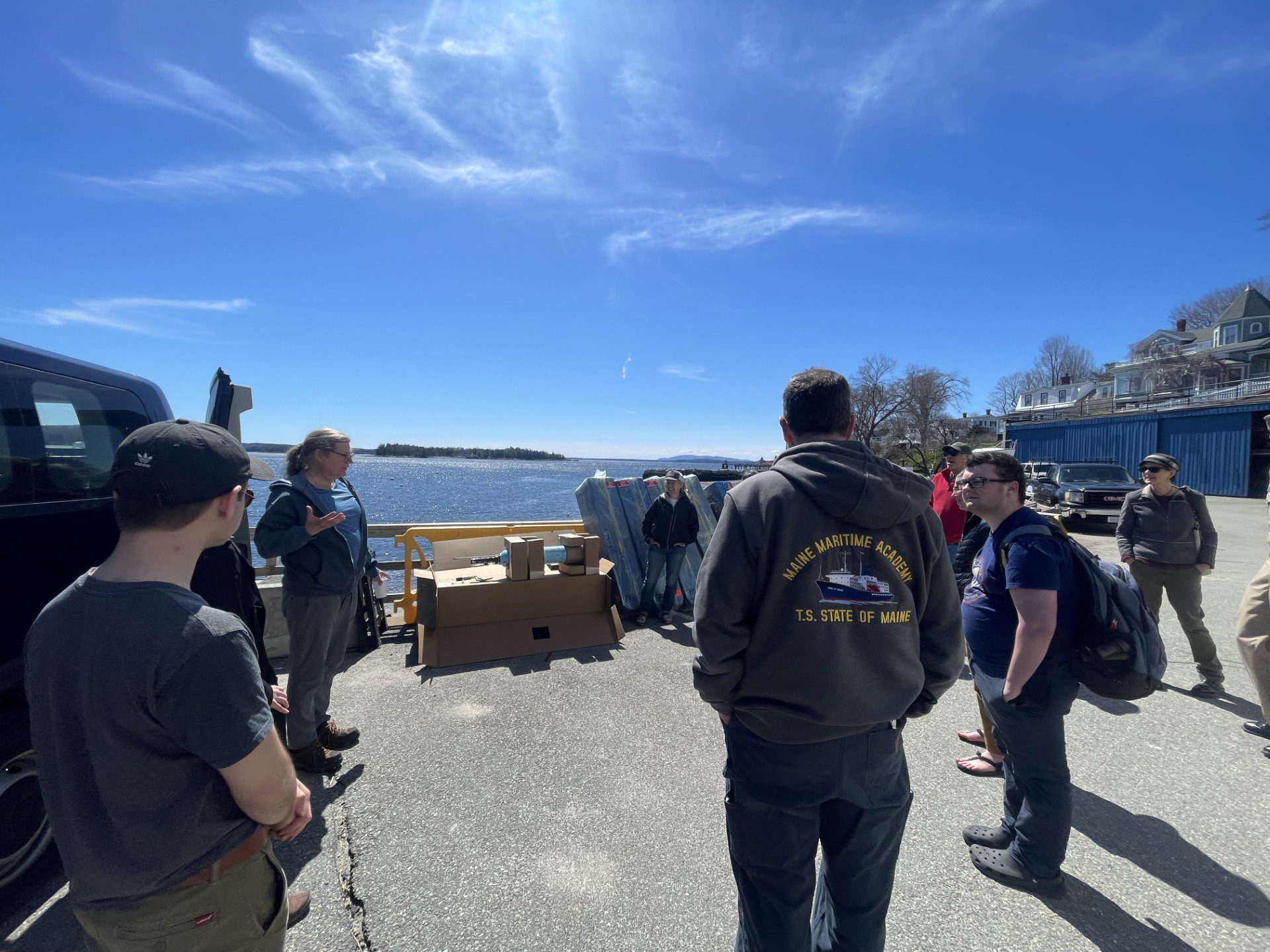 Pelle Robbins explaining the operation of Argo floats to students and faculty at Maine Maritime Academy. 
