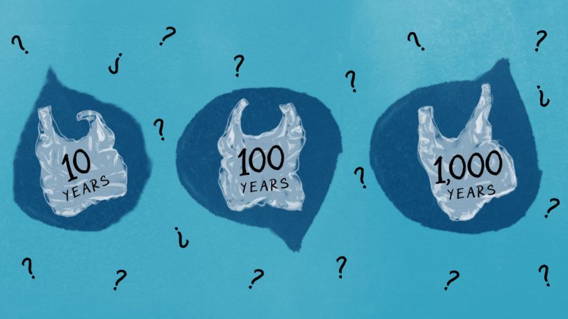 Lifetime of plastics illustration