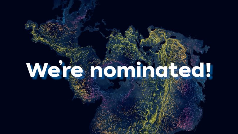 Spillhaus currents map with "We're nominated!" text overlay.