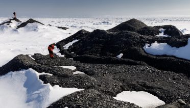 Kirstin Meyer-Kaiser examines an iceberg