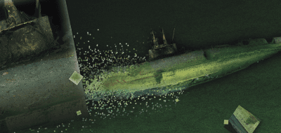 Eyes on the deep submarine background