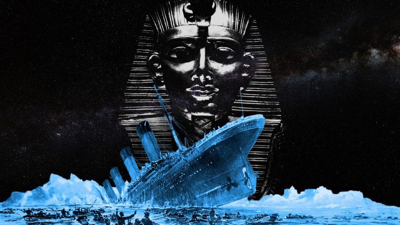 Titanic sinking with mummy's tomb