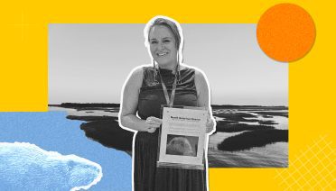Jordan Kennedy is a Ladd Thorne Indigenous Knowledge Fellow at Woods Hole Oceanographic Institution, where she brings together Indigenous knowledge and engineering to better understand coastal landscapes. (Portrait by Skylar Rydberg, Image composite by Daniel Hentz, © Woods Hole Oceanographic Institution)