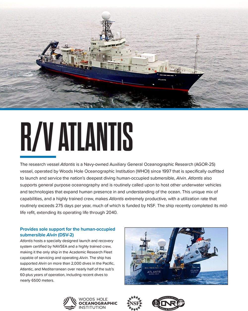 R/V Atlantis Fact Sheet