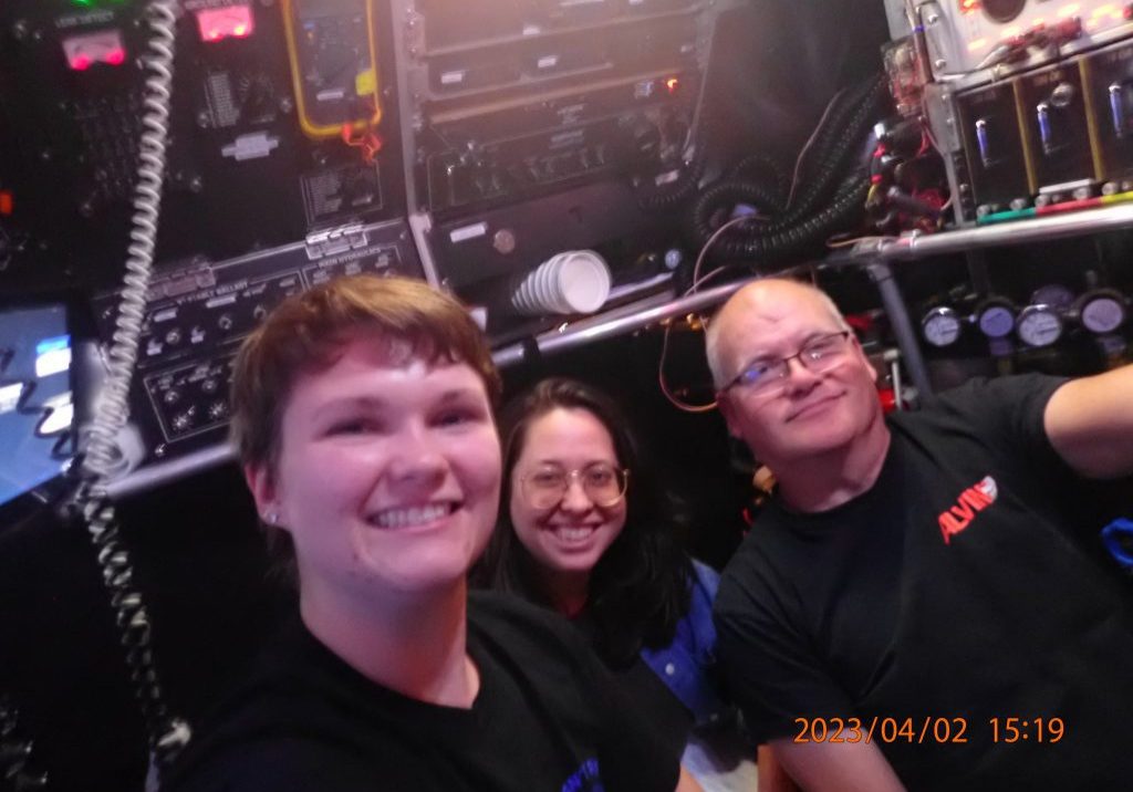 Kaitlyn Beardshear takes a selfie with Pilot In Command Rick Sanger and observer Shannon Hoy.