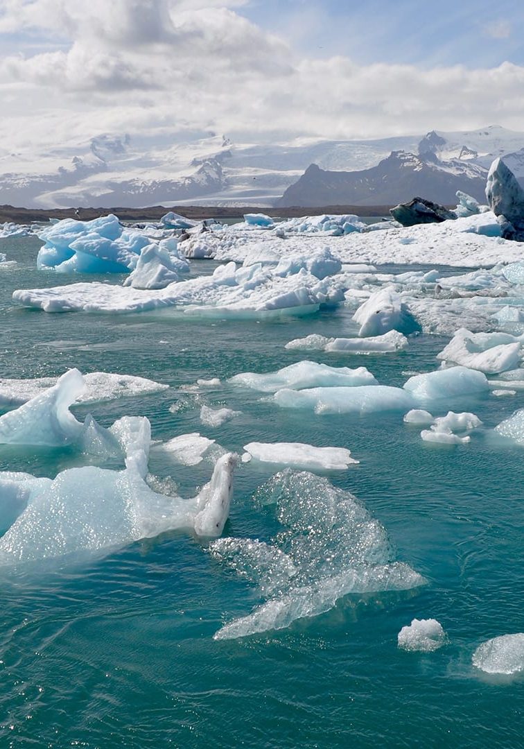Melting ice on the Iceland and Greenland ice caps are major sources of fresh water into the North Atlantic, which contributes to sea level rise and potentially disrupts global ocean circulation.
(Photo by Laura Stevens, © Woods Hole Oceanographic Institution)
