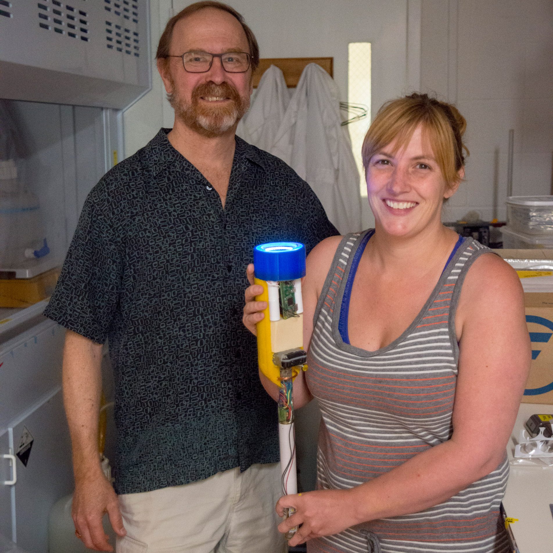 Ken Buessler and Melissa Omand with newly developed Minion.
